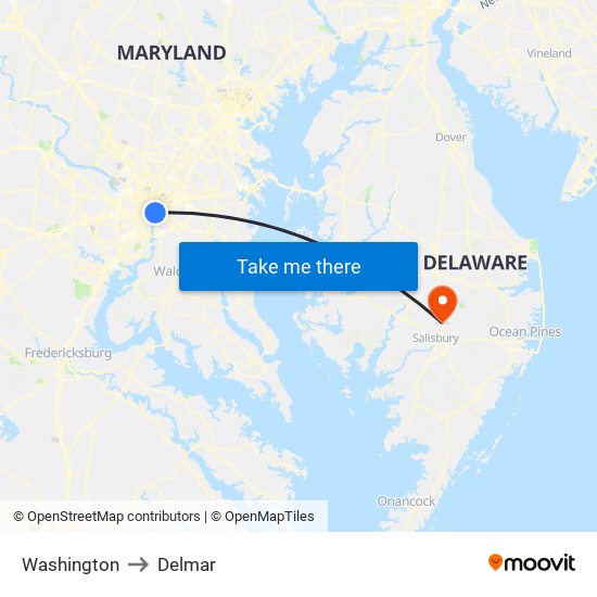 Washington to Delmar map