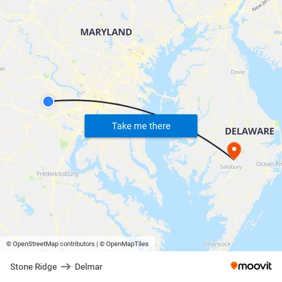 Stone Ridge to Delmar map