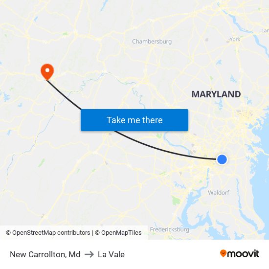 New Carrollton, Md to La Vale map