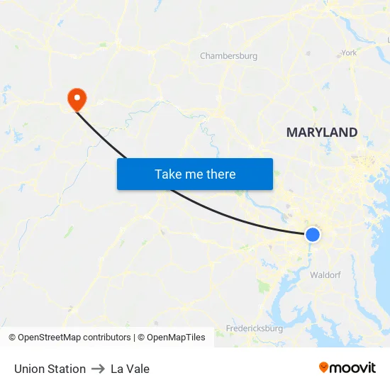 Union Station to La Vale map