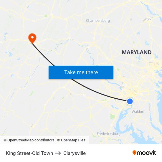 King Street-Old Town to Clarysville map