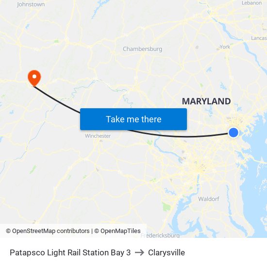 Patapsco Light Rail Station Bay 3 to Clarysville map