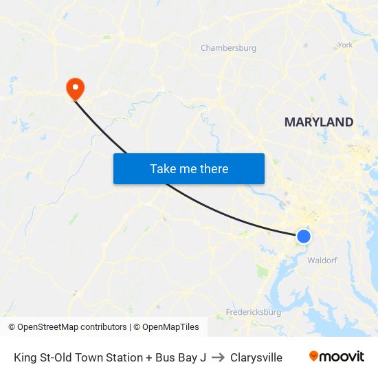 King St-Old Town+Bay J to Clarysville map