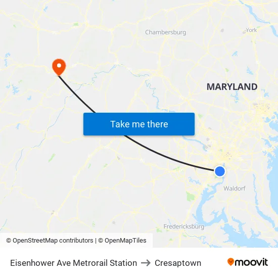 Eisenhower Ave Metrorail Station to Cresaptown map