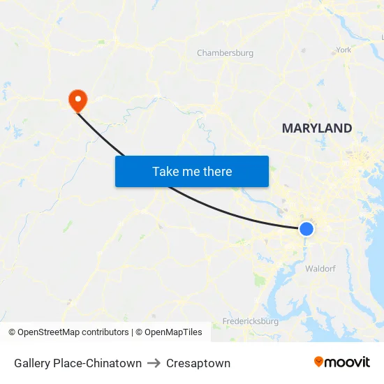 Gallery Place-Chinatown to Cresaptown map