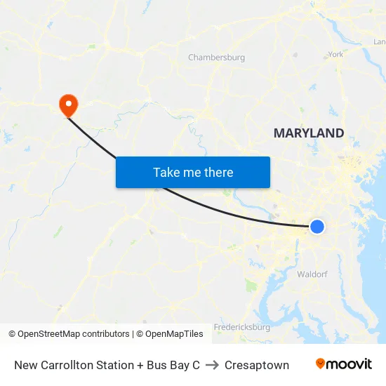 New Carrollton+Bay C to Cresaptown map