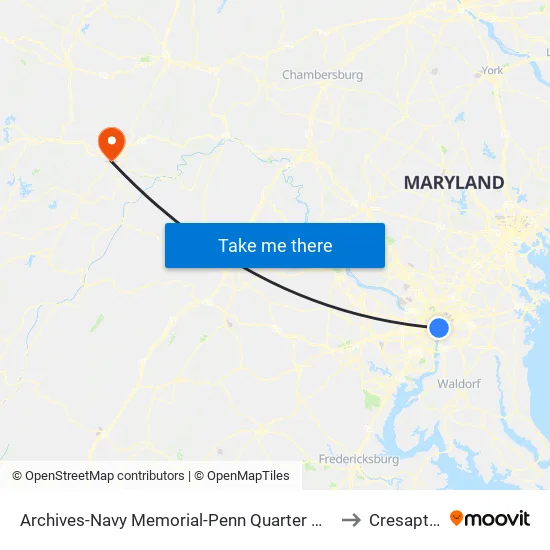 Archives-Navy Memorial-Penn Quarter Metro Station to Cresaptown map