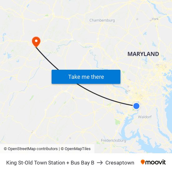 King Street-Old Town+Bay B to Cresaptown map