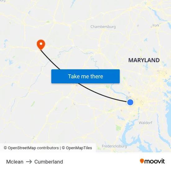 Mclean to Cumberland map