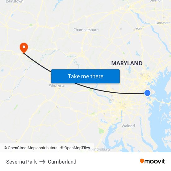 Severna Park to Cumberland map