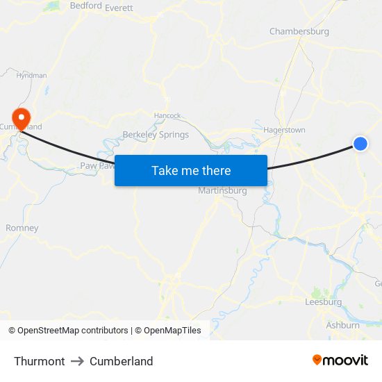 Thurmont to Cumberland map