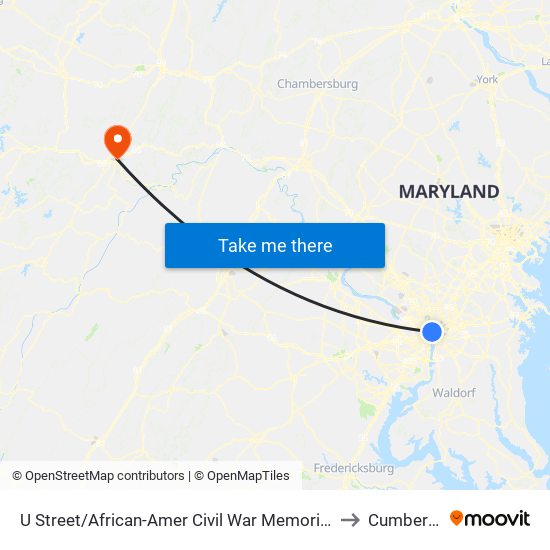 U Street/African-Amer Civil  War Memorial/ Cardozo to Cumberland map