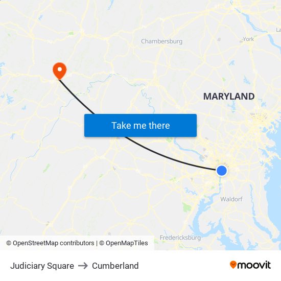 Judiciary Square to Cumberland map