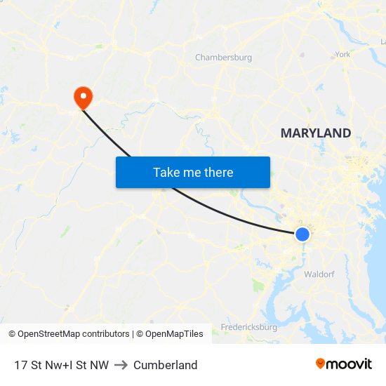 17 St Nw+I St NW to Cumberland map