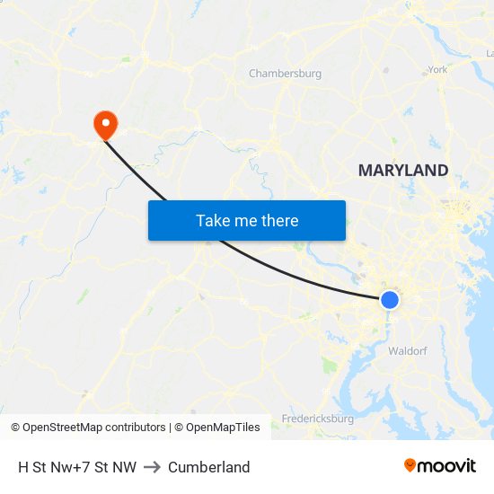 H St Nw+7 St NW to Cumberland map