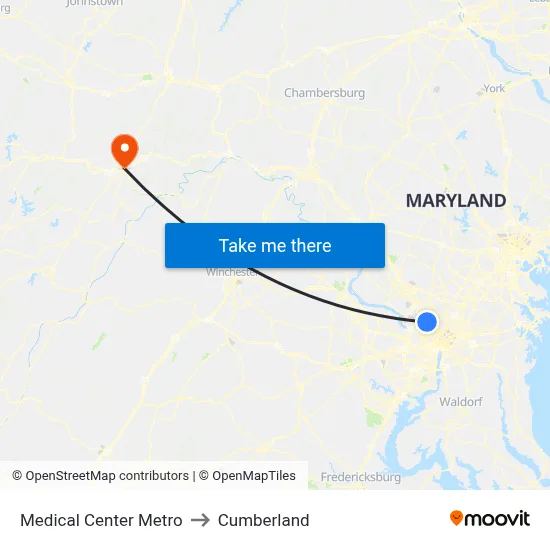 Medical Center Metro to Cumberland map