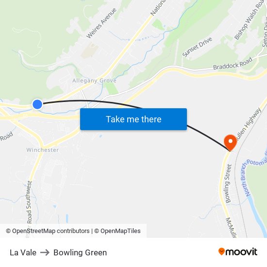 La Vale to Bowling Green map