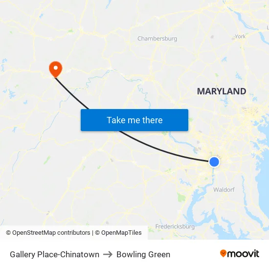 Gallery Place-Chinatown to Bowling Green map