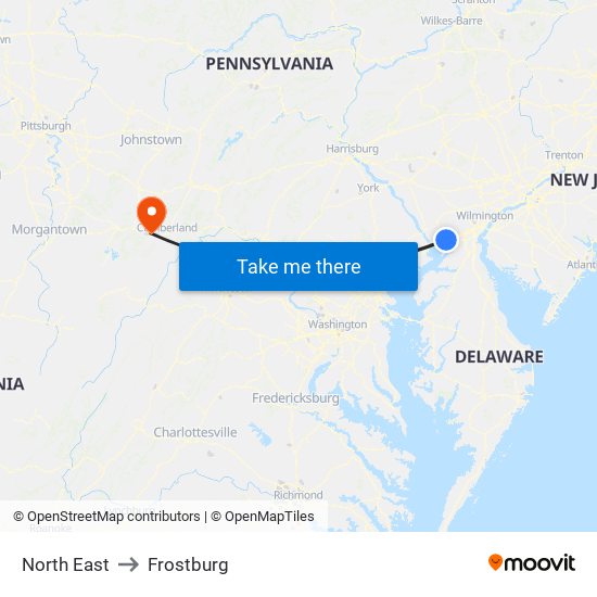 North East to Frostburg map