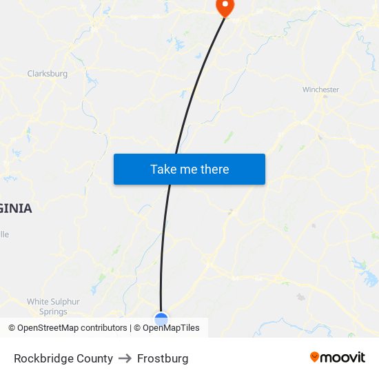 Rockbridge County to Frostburg map