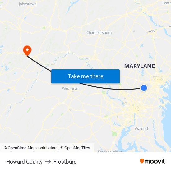 Howard County to Frostburg map