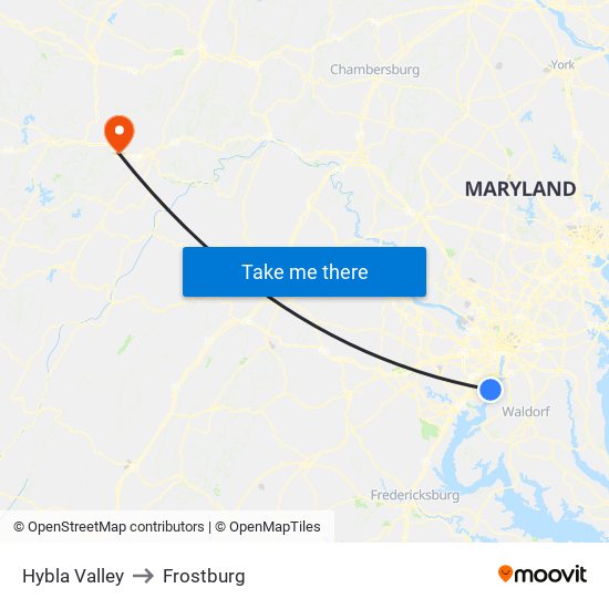 Hybla Valley to Frostburg map