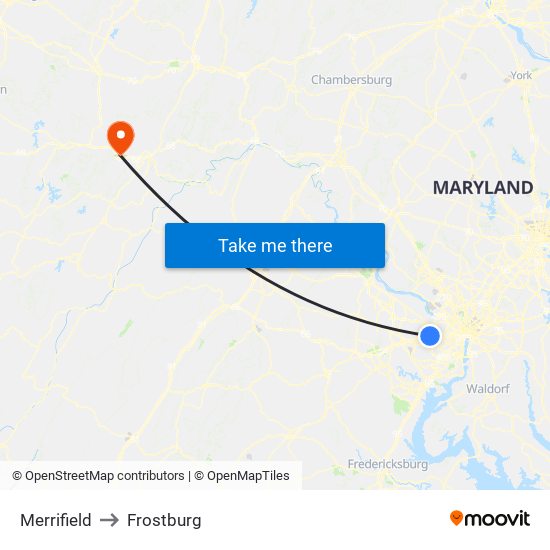 Merrifield to Frostburg map