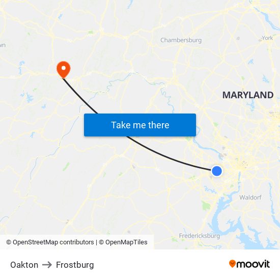 Oakton to Frostburg map