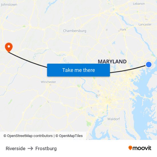 Riverside to Frostburg map