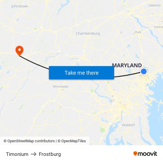 Timonium to Frostburg map