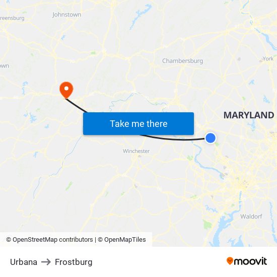 Urbana to Frostburg map