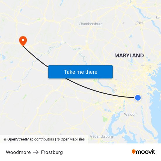 Woodmore to Frostburg map