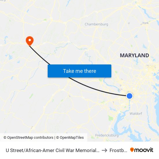 U Street/African-Amer Civil  War Memorial/ Cardozo to Frostburg map