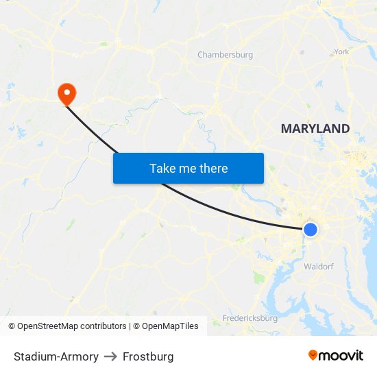 Stadium-Armory to Frostburg map