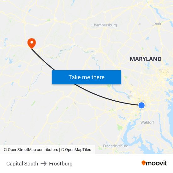 Capital South to Frostburg map