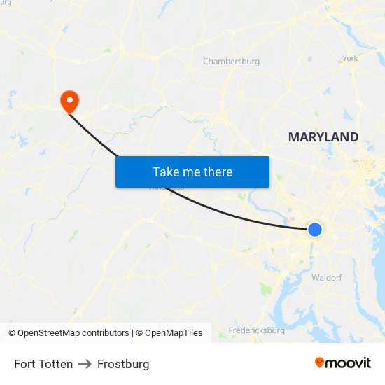 Fort Totten to Frostburg map