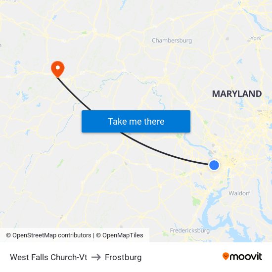 West Falls Church-Vt to Frostburg map