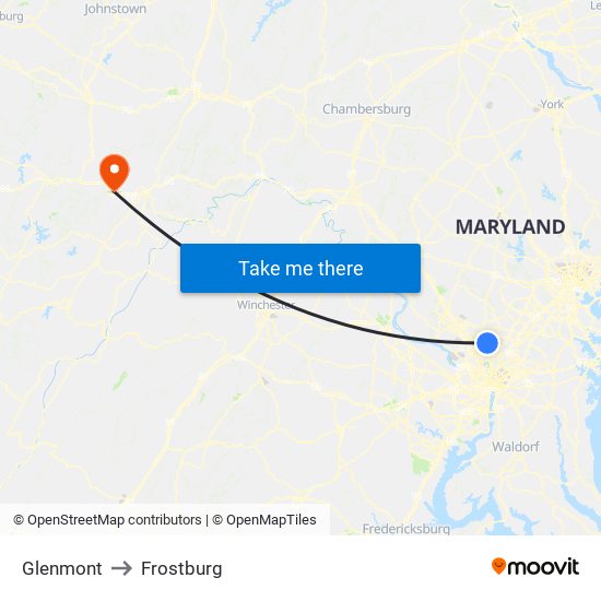 Glenmont to Frostburg map