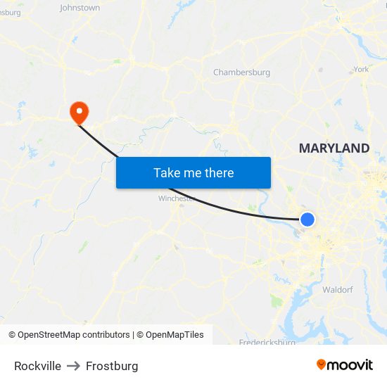 Rockville to Frostburg map