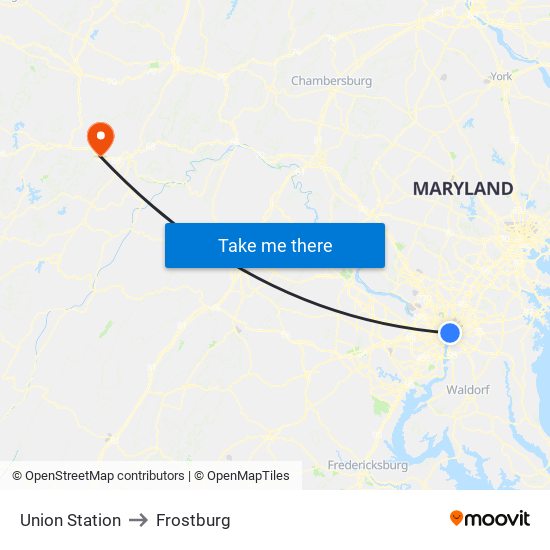 Union Station to Frostburg map