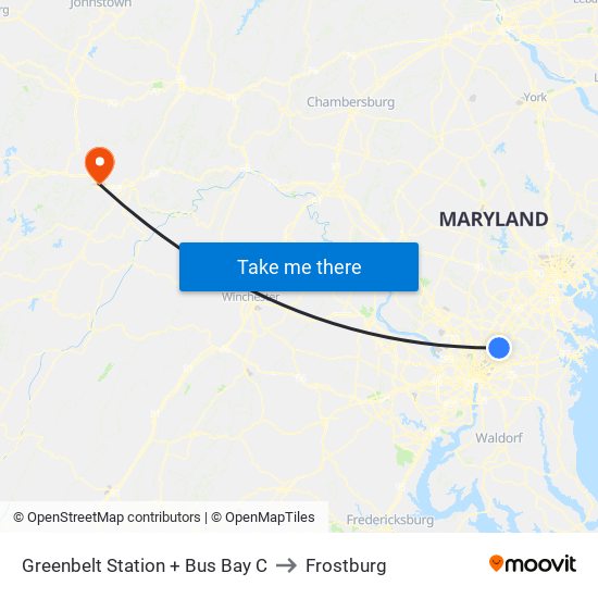 Greenbelt+Bay C to Frostburg map