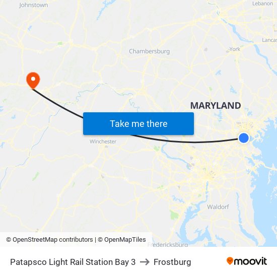 Patapsco Light Rail Station Bay 3 to Frostburg map