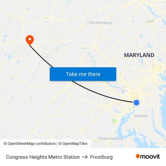Congress Heights Metro Station to Frostburg map