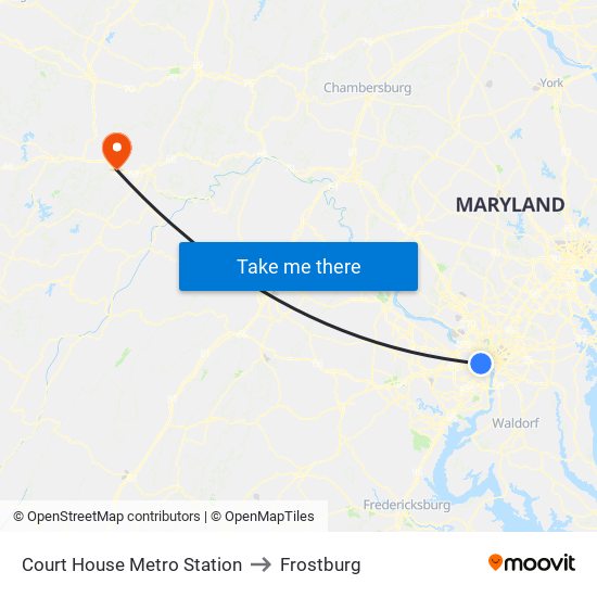 Court House Metro Station to Frostburg map