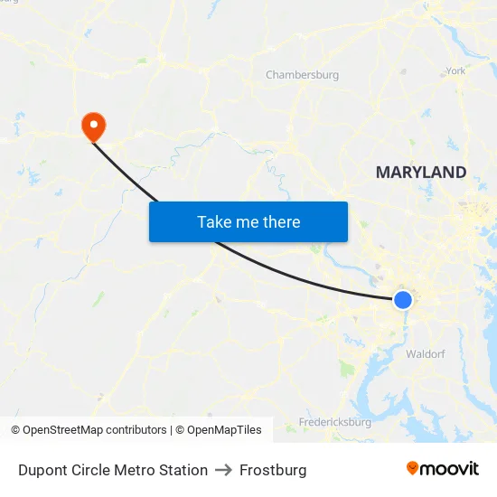 Dupont Circle Metro Station to Frostburg map