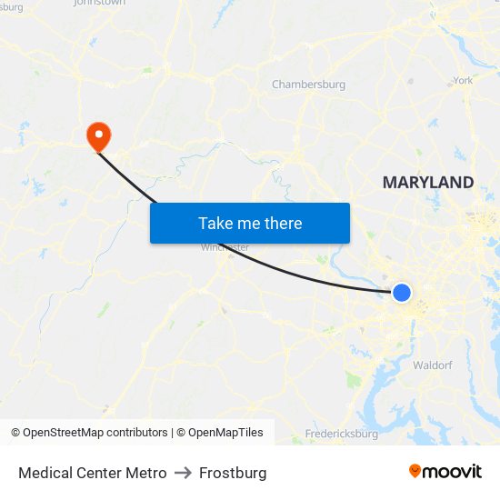 Medical Center Metro to Frostburg map