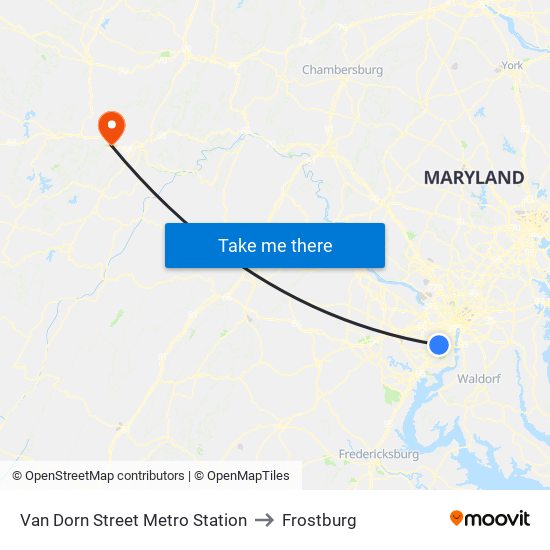 Van Dorn Street Metro Station to Frostburg map