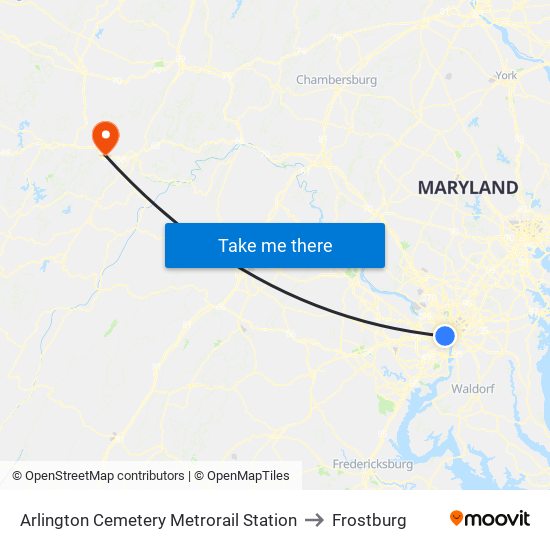 Arlington Cemetery  Metrorail Station to Frostburg map