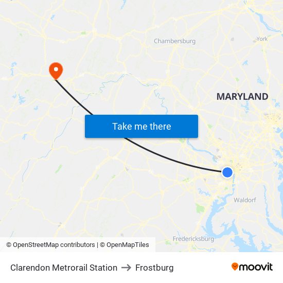 Clarendon Metrorail Station to Frostburg map