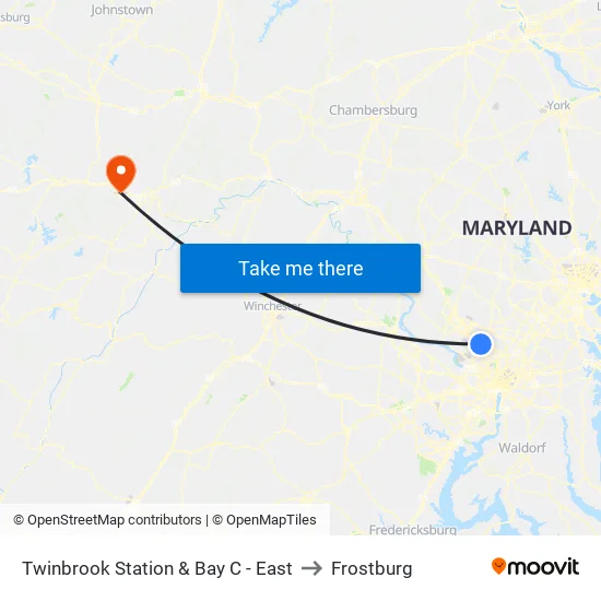 Twinbrook Station & Bay C - East to Frostburg map
